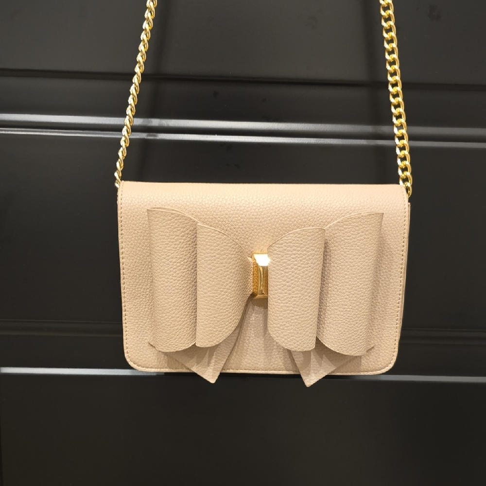 Grossi Elegant Tan Bow Crossbody Bag
